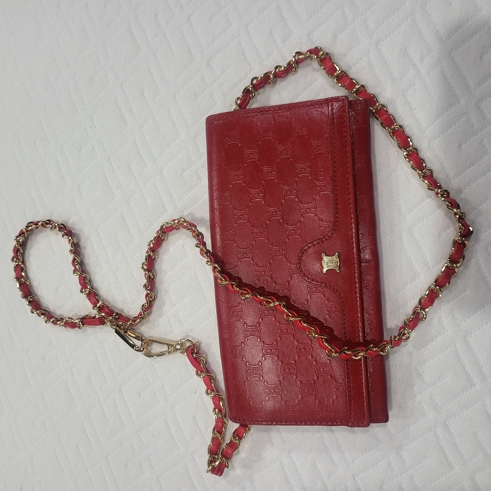 Celine Macadam Leather Long Wallet Bordeaux